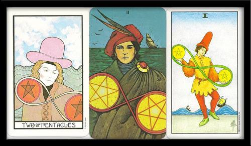 Two of pentacles in the Tarot