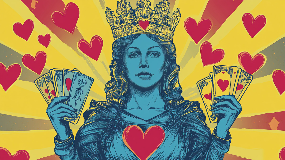The Empress tarot card surrounded by nature, symbolizing love and fertility